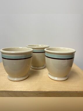 3 Vintage Striped New Castle Custard Cups Shenango China Co New Castle PA USA